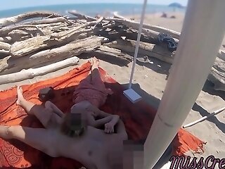 Miss Creamy In Exhibitionist Tutor Outdoor Unexperienced Cougar Hand Jobs Big Man Rod On Bareness Beach Public In Front Of Spycam With Jizm P2