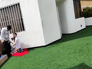 Youthfull School Boys Have Hookup On The School Terrace And Are Caught On A Security
